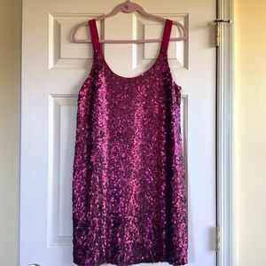 Theory Silk Sequins Party Dress Magenta SZ 10